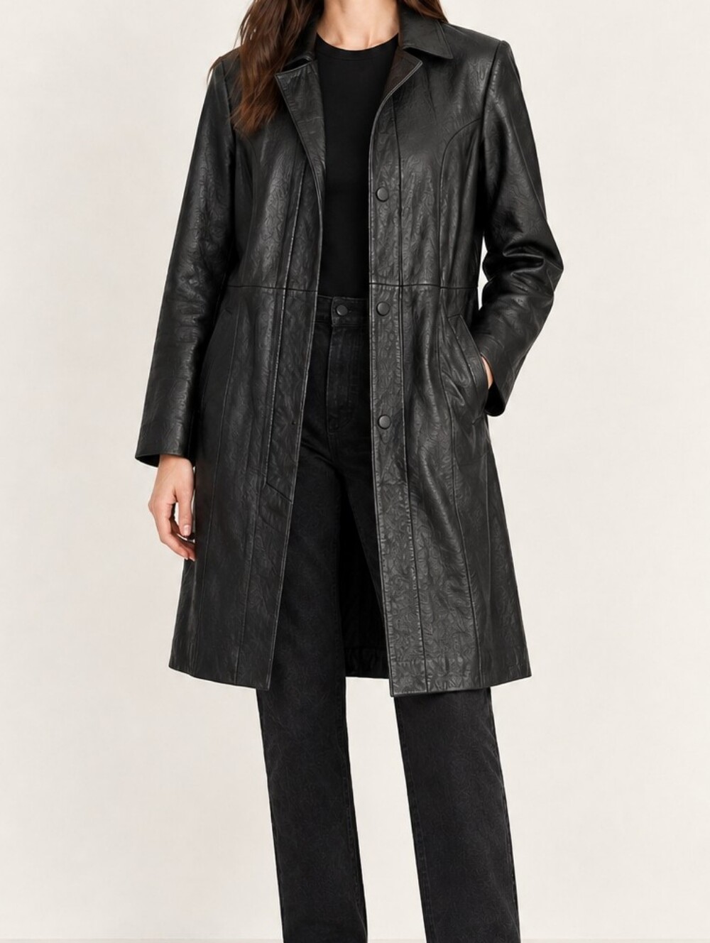 Vtg Leather Trench Coat